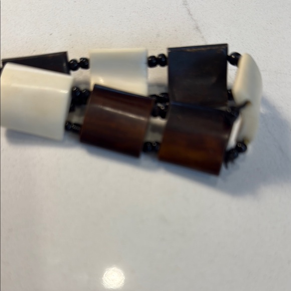 Black Brown and Cream Beaded Bracelet - Picture 2 of 2